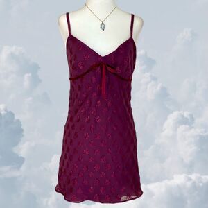Burgundy purple made in USA paper tag Vintage mini slip dress